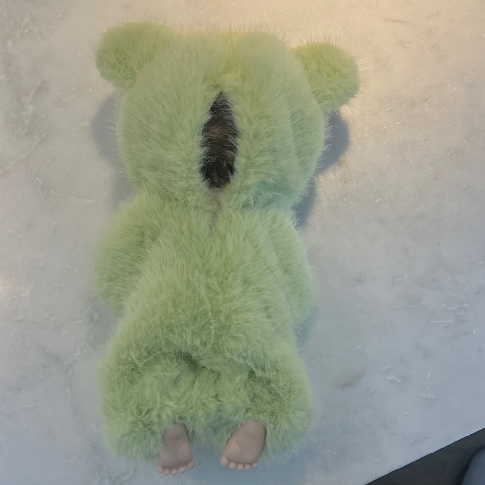 Baby Doll in Fuzzy Light Green Frog Outfit - Picture 2 of 2